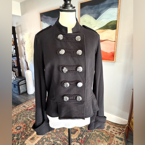 Express Black Military Style Jacket with Silver Buttons - Picture 1 of 8